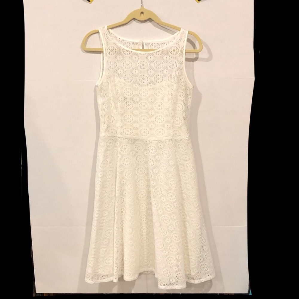 Nine West White Lace Sleeveless Dress Sz 10